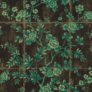 Seabrook Designs Metallic Mocha and Sea Green Great Wall Floral AI41901 wallpaper
