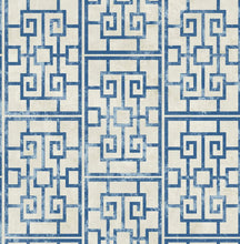 Load image into Gallery viewer, Seabrook Designs Metallic Pearl and Azure Blue Dynasty Lattice AI40200 wallpaper