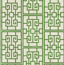 Load image into Gallery viewer, Seabrook Designs Metallic Pearl and Emerald Green Dynasty Lattice AI40200 wallpaper