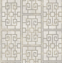 Load image into Gallery viewer, Seabrook Designs Metallic Pearl and Gray Dynasty Lattice AI40200 wallpaper