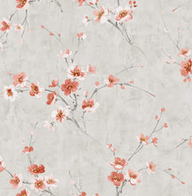 Load image into Gallery viewer, Seabrook Designs Metallic Silver and Strawberry Silk Road Dogwood AI41601 wallpaper