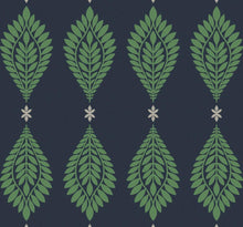 Load image into Gallery viewer, Wallquest/Lillian August Midnight Blue and Spearmint Mirasol Palm Frond LN10600 wallpaper