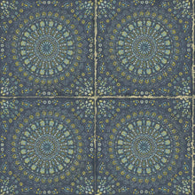Load image into Gallery viewer, Wallquest/Seabrook Designs Navy Blue and Dandelion Mandala Boho Tile RY30700 wallpaper