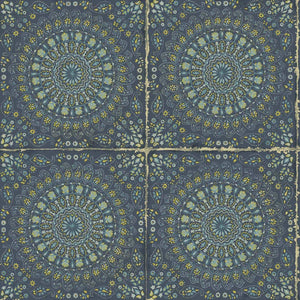 Wallquest/Seabrook Designs Navy Blue and Dandelion Mandala Boho Tile RY30700 wallpaper