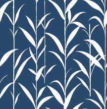 Load image into Gallery viewer, NextWall Navy Blue Bamboo Leaves NW36402 wallpaper