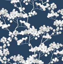 Load image into Gallery viewer, NextWall Navy Blue &amp; Gray Cyprus Blossom NW37202 wallpaper