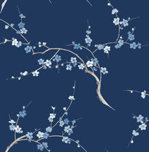 Load image into Gallery viewer, NextWall Navy &amp; Blue Jay Cherry Blossom Floral NW38301 wallpaper