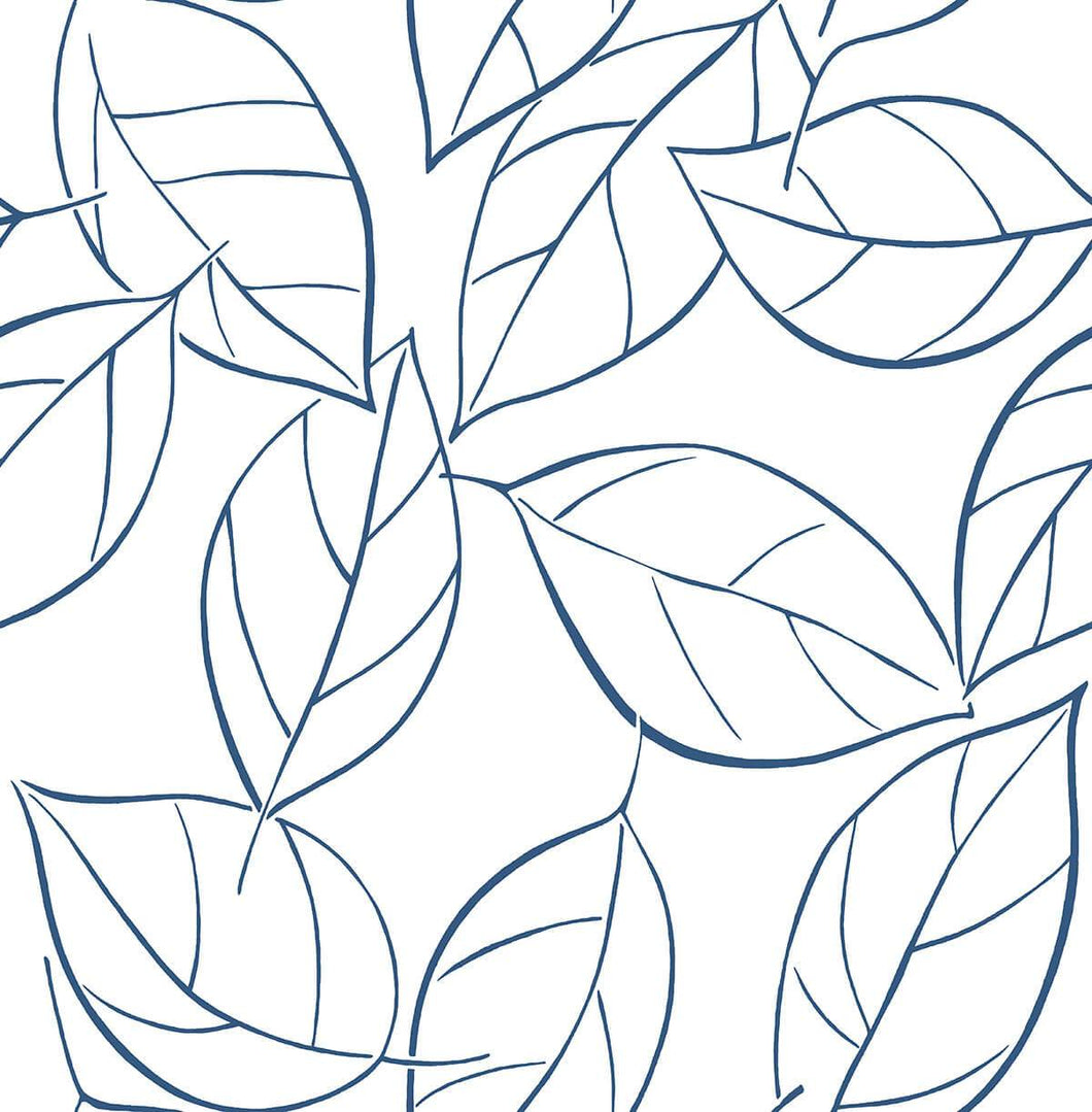 NextWall Navy Blue Tossed Leaves NW36502 wallpaper