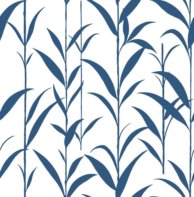 NextWall Navy Blue & White Bamboo Leaves NW36402 wallpaper