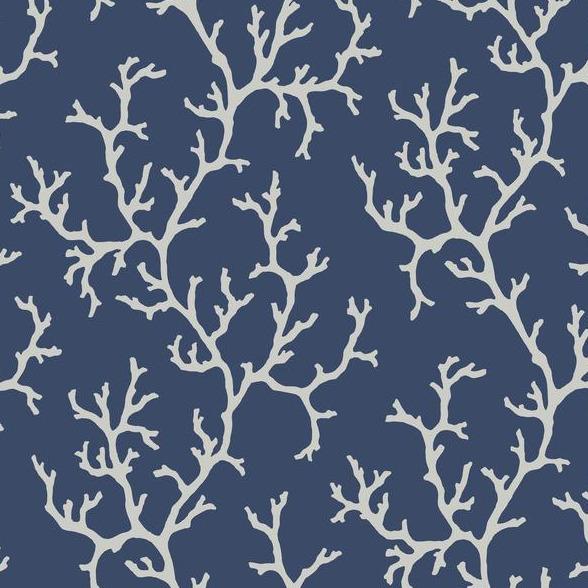 York Wallcoverings Navy Coral Island Wallpaper CV4430 wallpaper
