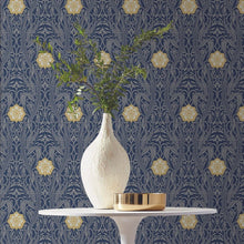 Load image into Gallery viewer, York Wallcoverings Navy Gatsby Damask Wallpaper DM4991 wallpaper