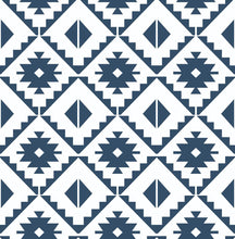 Load image into Gallery viewer, NextWall Navy &amp; White Southwest Tile NW34200 wallpaper