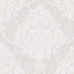Wallquest/Seabrook Designs Off-White and Silver Glitter Puff Damask AW70800 wallpaper