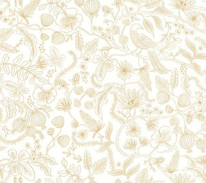 York Wallcoverings Off White/Gold Aviary Peel and Stick Wallpaper PSW1309RL wallpaper