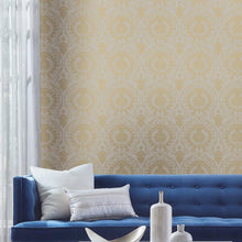 Load image into Gallery viewer, York Wallcoverings Off White/Gold Imperial Damask Wallpaper DM4901 wallpaper