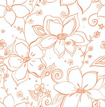Load image into Gallery viewer, NextWall Orange &amp; White Linework Floral NW34900 wallpaper