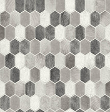 Load image into Gallery viewer, NextWall Pavestone &amp; Chrome Brushed Hex Tile NW38803 wallpaper