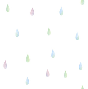Seabrook Designs Pink, Blue, and Green Raindrops DA60001 wallpaper