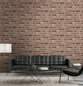 NextWall Red, Charcoal, & Gray Distressed Red Brick NW31700 wallpaper