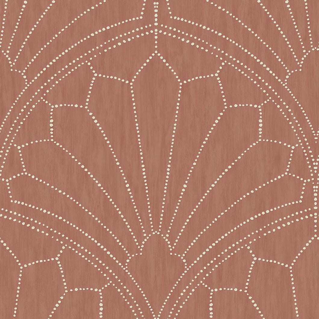 Wallquest/Seabrook Designs Redwood and Ivory Scallop Medallion RY31501 wallpaper