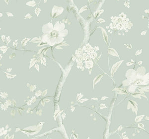 Wallquest/Lillian August Sea Glass and Ivory Southport Floral Trail LN11101 wallpaper