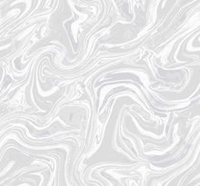 Load image into Gallery viewer, Wallquest/Seabrook Designs Silver Glitter and Cream Oil and Water AW72000 wallpaper