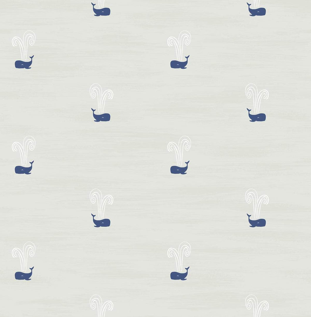 Seabrook Designs Soft Gray and Navy Tiny Whales DA60300 wallpaper