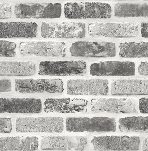 NextWall Soft Gray, Charcoal, & White Gray Washed Brick Wallpaper NW30510 wallpaper