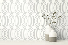 Load image into Gallery viewer, NextWall Soft Gray &amp; White Soft Gray Deco Lattice NW31508 wallpaper