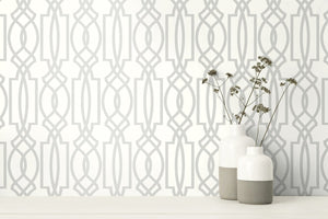 NextWall Soft Gray & White Soft Gray Deco Lattice NW31508 wallpaper