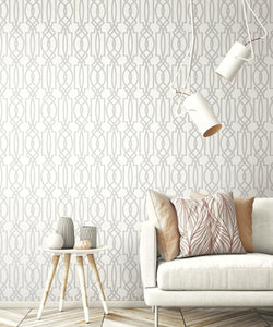 NextWall Soft Gray & White Soft Gray Deco Lattice NW31508 wallpaper
