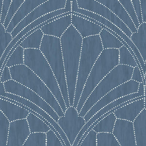 Wallquest/Seabrook Designs Steel Blue and Ivory Scallop Medallion RY31501 wallpaper