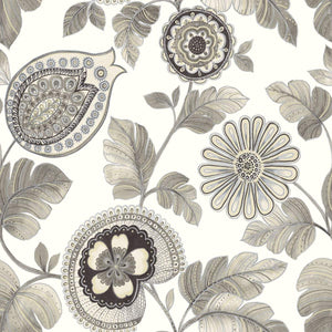 Wallquest/Seabrook Designs Stone and Latte Calypso Paisley Leaf RY31200 wallpaper