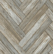 Load image into Gallery viewer, NextWall Taupe &amp; Beige Chevron Wood NW33308 wallpaper