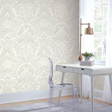 Load image into Gallery viewer, York Wallcoverings Taupe Egret Damask Wallpaper DM4997 wallpaper