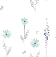 Load image into Gallery viewer, Seabrook Designs Teal and Gray Daisy Field DA62601 wallpaper