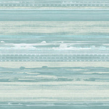 Load image into Gallery viewer, Wallquest/Seabrook Designs Teal, Seafoam, and Ivory Horizon Brushed Stripe RY31301 wallpaper