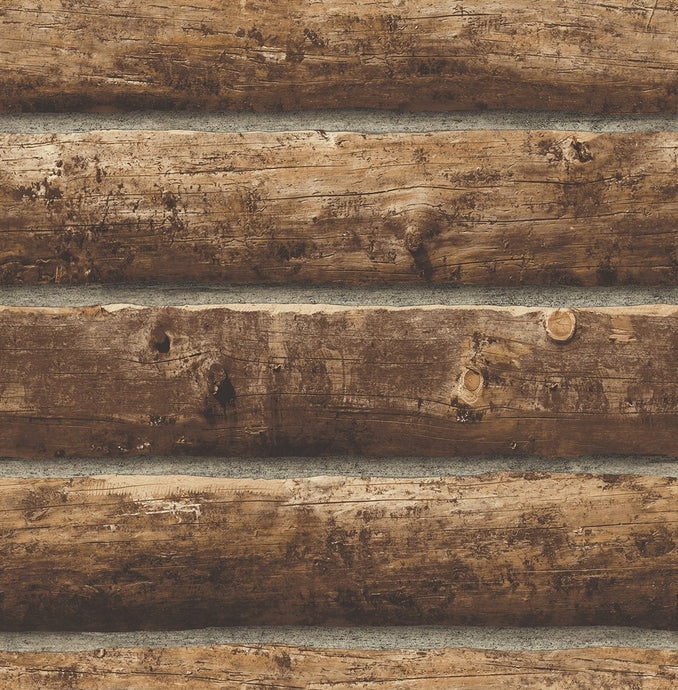 NextWall Walnut Log Cabin NW33905 wallpaper