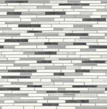 Load image into Gallery viewer, NextWall Wrought Iron &amp; Gray Faux Mosaic Strip Tile NW38400 wallpaper