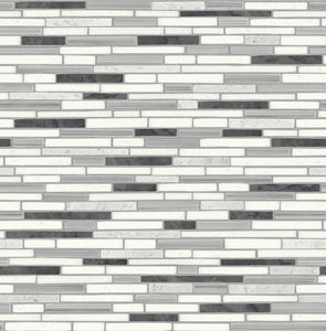 NextWall Wrought Iron & Gray Faux Mosaic Strip Tile NW38400 wallpaper
